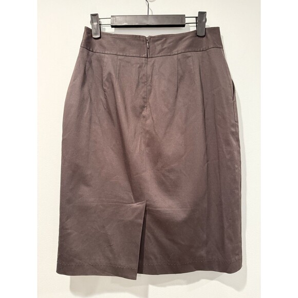 Tahari Pencil Skirt Womens 6 Brown Pockets Workwear Career Business Norm Travel - Picture 2 of 6